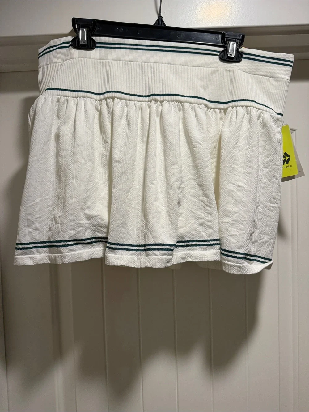 White Pleated Skort with Green Trim - Women